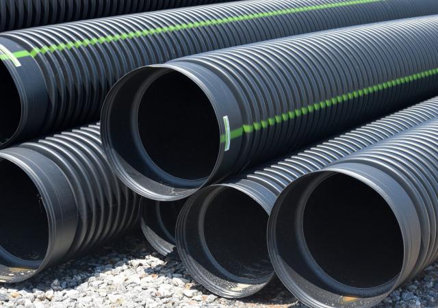 Large black drainage pipes